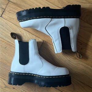 Dr. Martens White Chelsea Boots with Black Soles